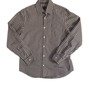 Vintage 2000’s Club Monaco Men's Black and White Checkered Shirt